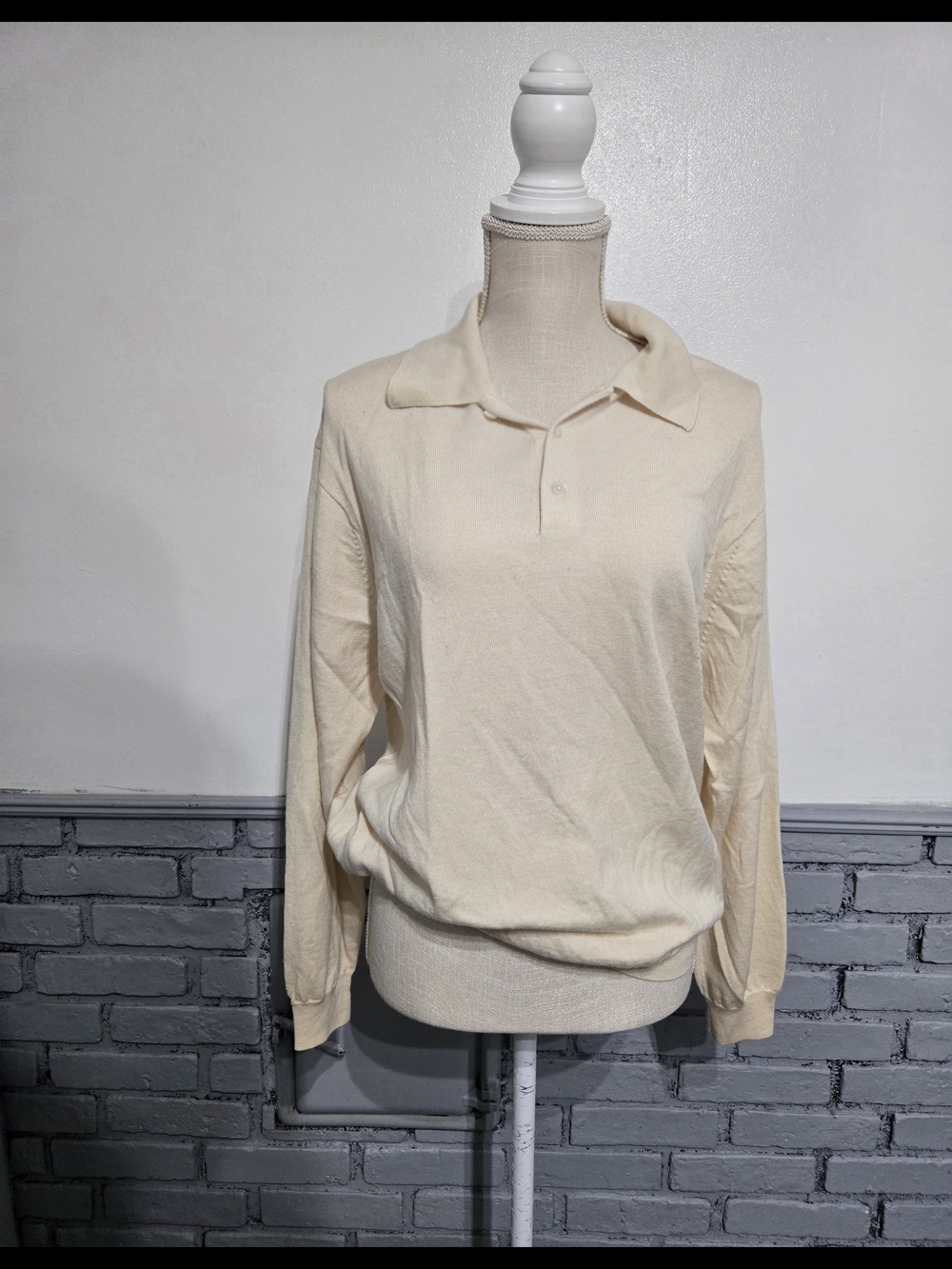 Pronto Uomo Cream Crewneck Polo Sweater